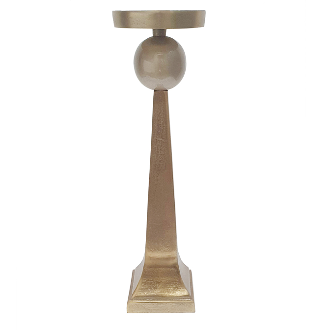 Aluminum Pillar Candle Holder w/ Antique Gold Finish (Various Sizes)
