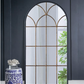 Arched Gold and Black Windowpane Mirror