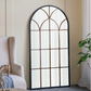 Arched Gold and Black Windowpane Mirror
