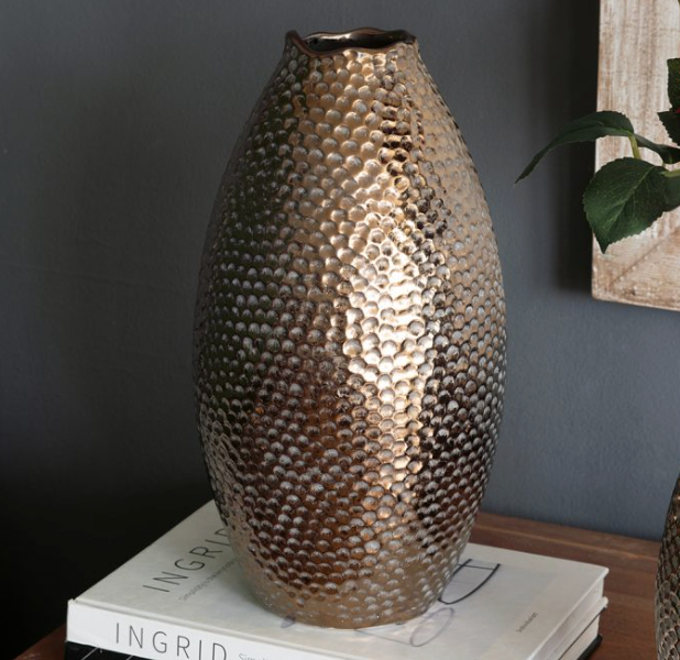Textured Bronze Ceramic Vase
