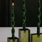 Green Square Crystal Glass Taper Candleholder (Various Sizes)
