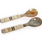 Variegated Horn w/ Bone and Brass Trim Salad Server Set