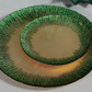 Gold & Green 13" Celestial Rim Glass Dessert Plate