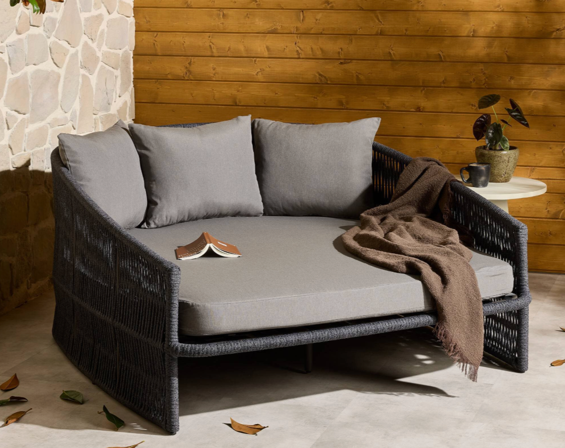 Portofino Outdoor Daybed, Charcoal/Black