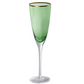 Green Champagne Flute w/ Gold Rim