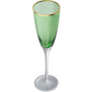 Green Champagne Flute w/ Gold Rim