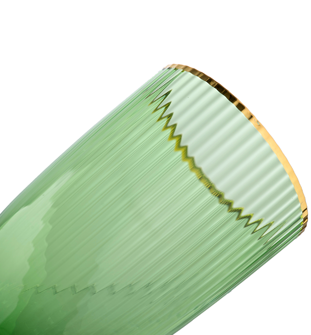Green Champagne Flute w/ Gold Rim