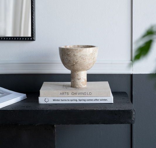 Round Marble Pedestal Bowl