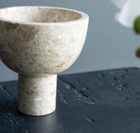 Round Marble Pedestal Bowl