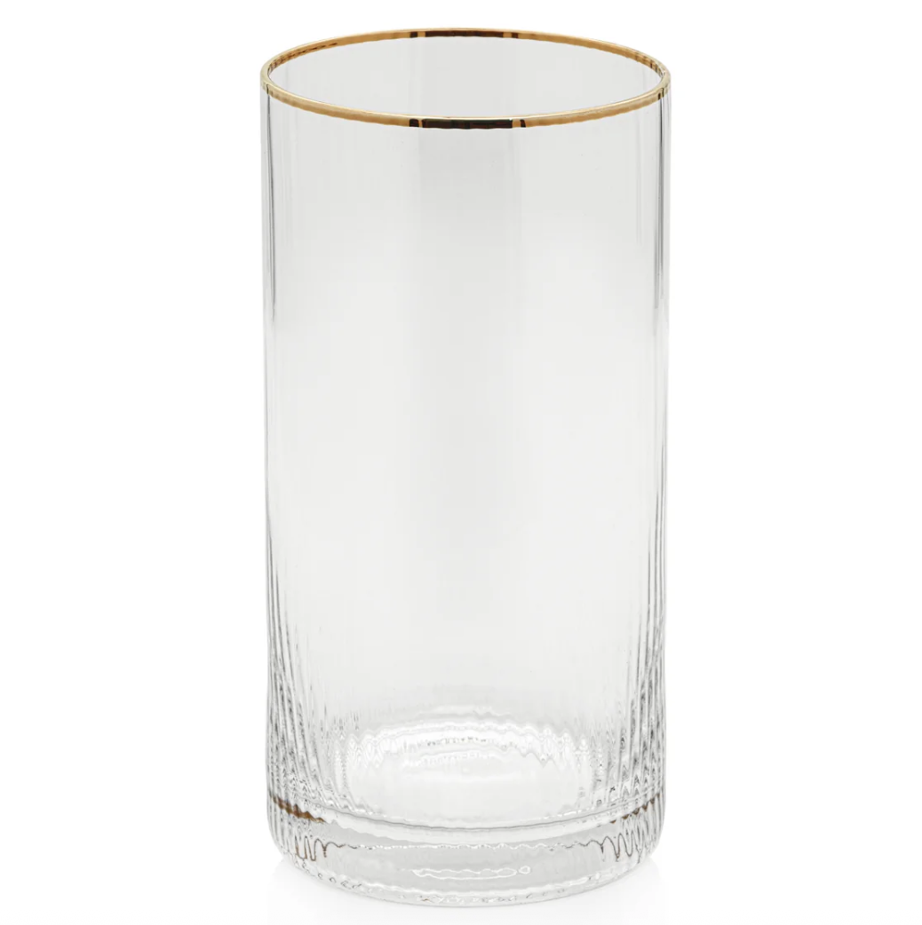 Optic Drinking Glass with Gold Rim