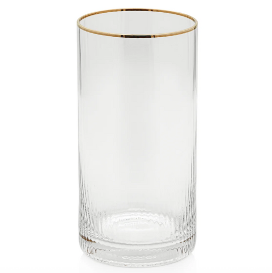 Optic Drinking Glass with Gold Rim