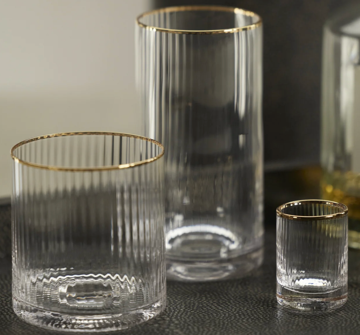 Optic Drinking Glass with Gold Rim