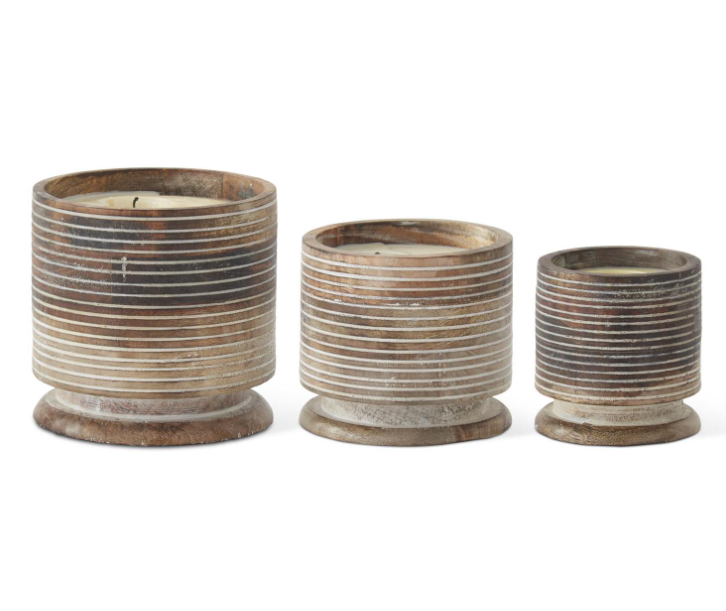 5" 2 Wick Whitewashed Wood Candle (Various Sizes)