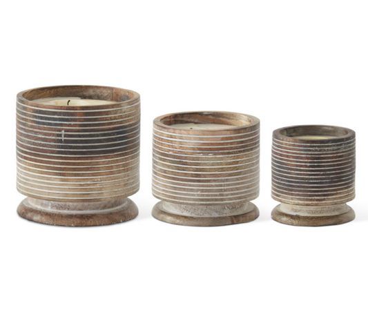 5" 2 Wick Whitewashed Wood Candle (Various Sizes)