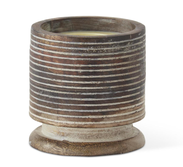 5" 2 Wick Whitewashed Wood Candle (Various Sizes)
