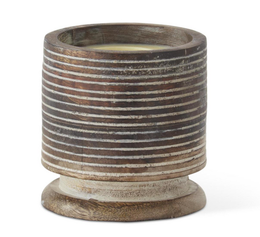 5" 2 Wick Whitewashed Wood Candle (Various Sizes)