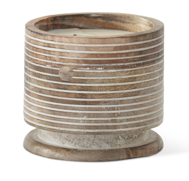 5" 2 Wick Whitewashed Wood Candle (Various Sizes)
