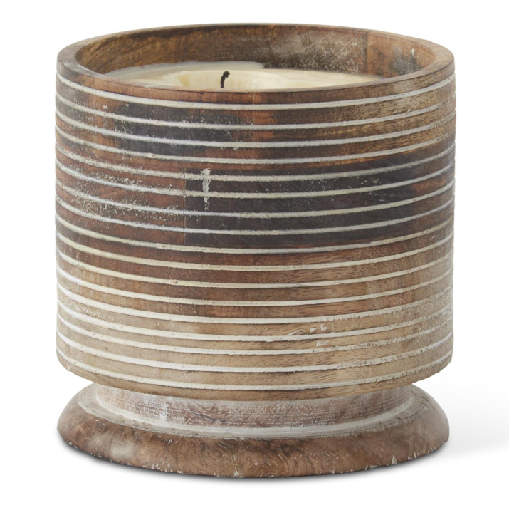 5" 2 Wick Whitewashed Wood Candle (Various Sizes)