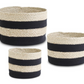 Round Black Striped Seagrass and Rope Baskets (Various Sizes)
