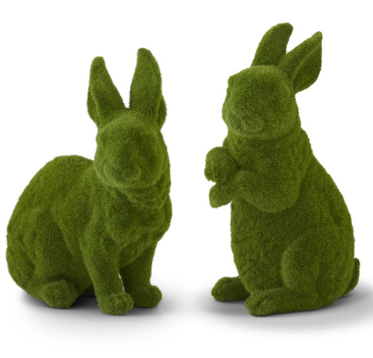 Resin Green Flocked Mossy Rabbits (Various Styles)