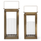 Open Brass Frame Lanterns w/ Glass Hurricanes (Various Sizes)