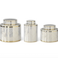 White & Gold Ceramic Ginger Jars, Set of 3