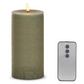 7.75" Green LED Wax Pillar Candle w/ Timer & Remote