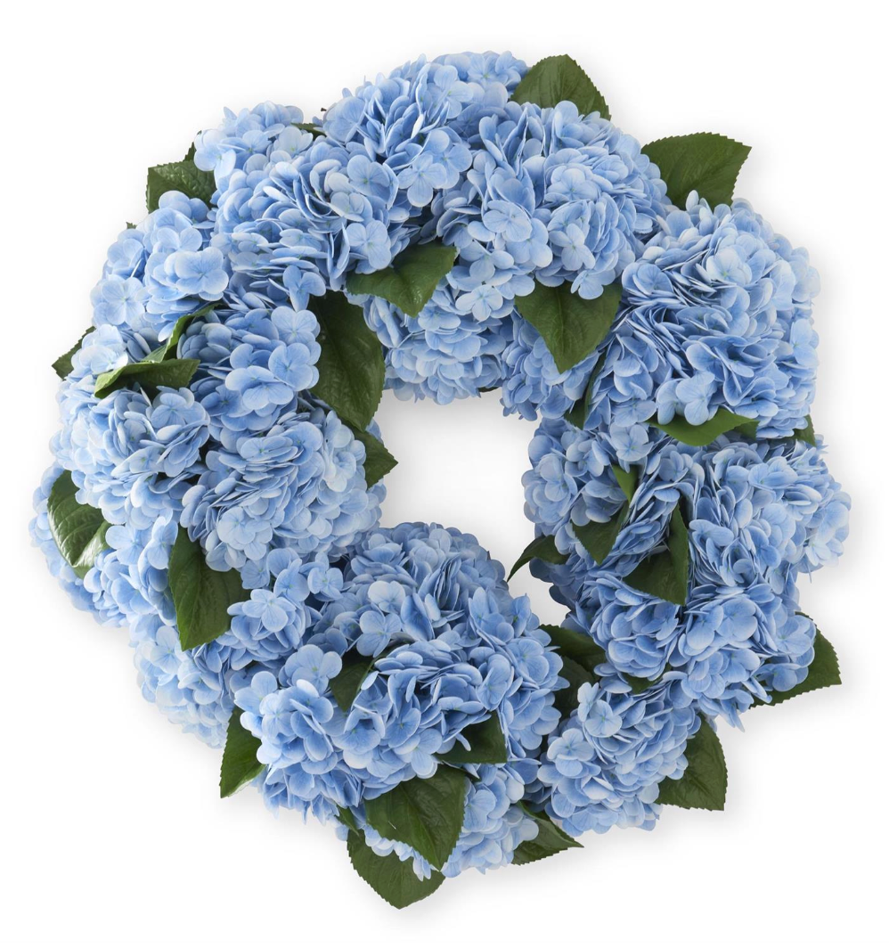 24" Blue Real Touch Hydrangea Wreath