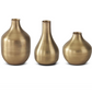 Antique Gold Vase Taper Candleholders, Set of 3