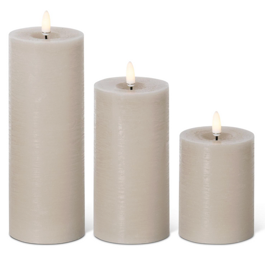 Taupe LED Pillar Candles, Set of 3
