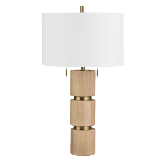 Evander Light Wood Table Lamp