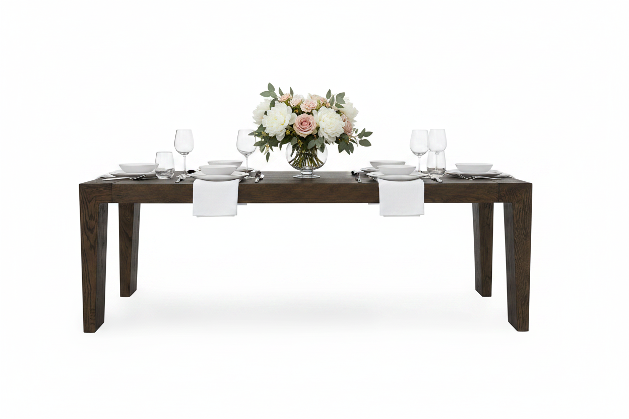 Troy Dining Table 89", Suede Brown