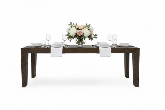 Troy Dining Table 89", Suede Brown