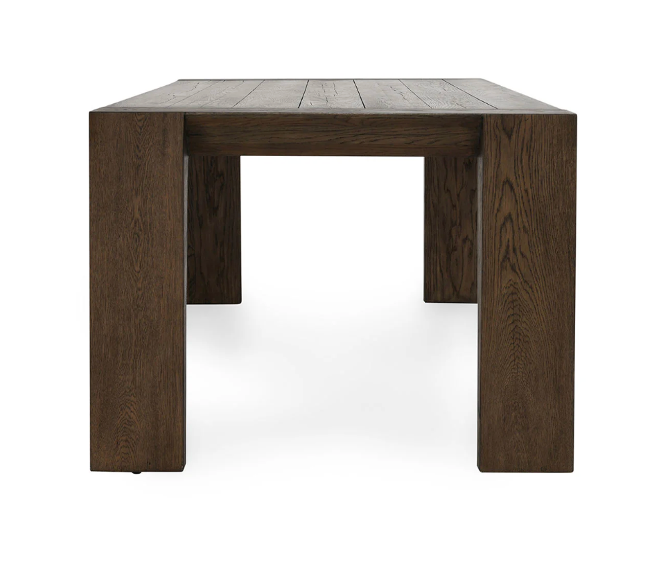 Troy Dining Table 89", Suede Brown