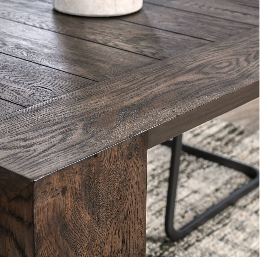 Troy Dining Table 89", Suede Brown
