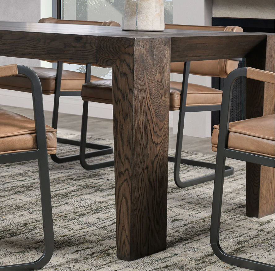 Troy Dining Table 89", Suede Brown