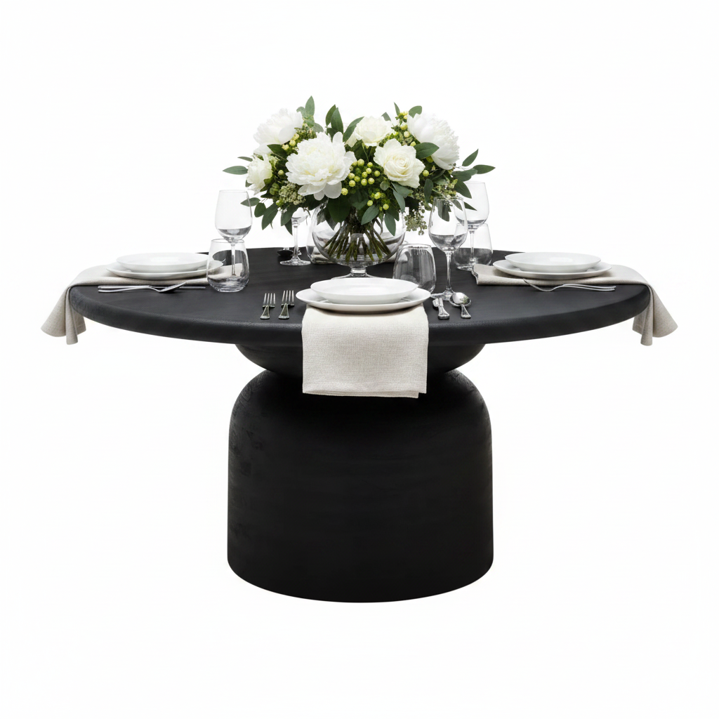 Koben Round Dining Table 60", Black