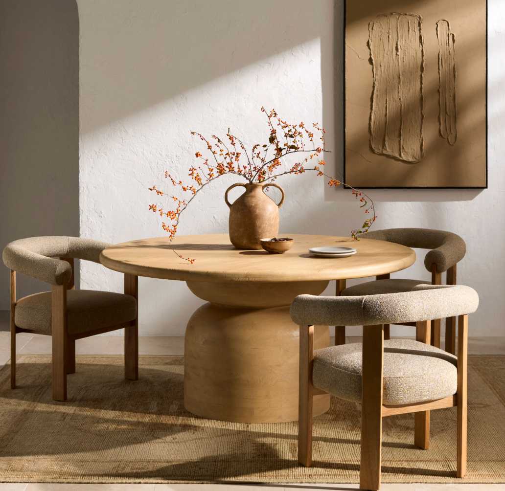 Koben Round Dining Table 60", Light Natural