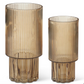Beige Lined Pressed Glass Vase (Various Sizes)