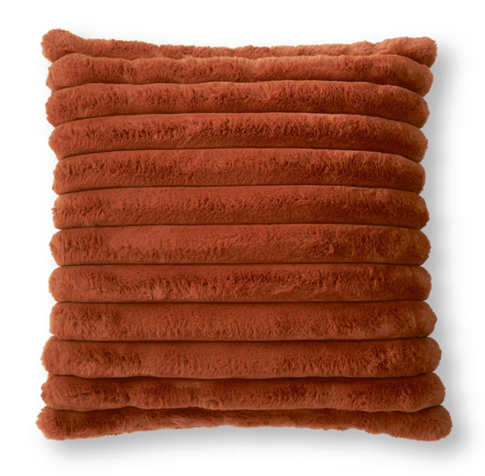 24" Rust Orange Vegan Fur Pillow