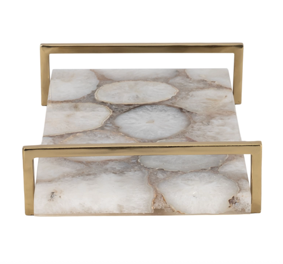 Agate Tray with Gold Handles