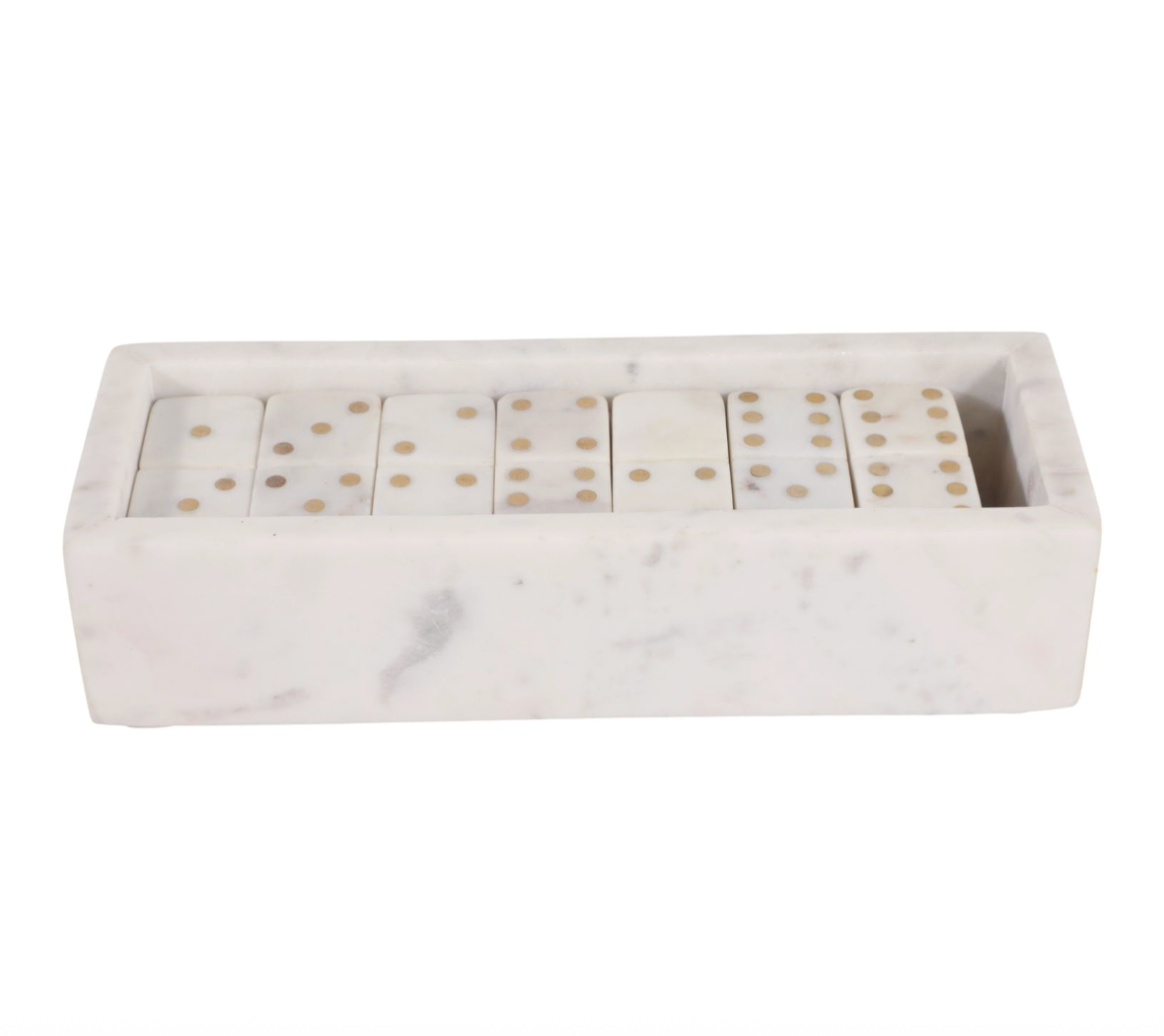 White Marble w/ Gold Dominoes Set