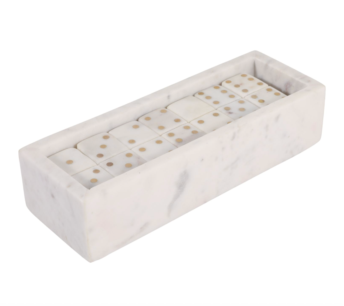 White Marble w/ Gold Dominoes Set