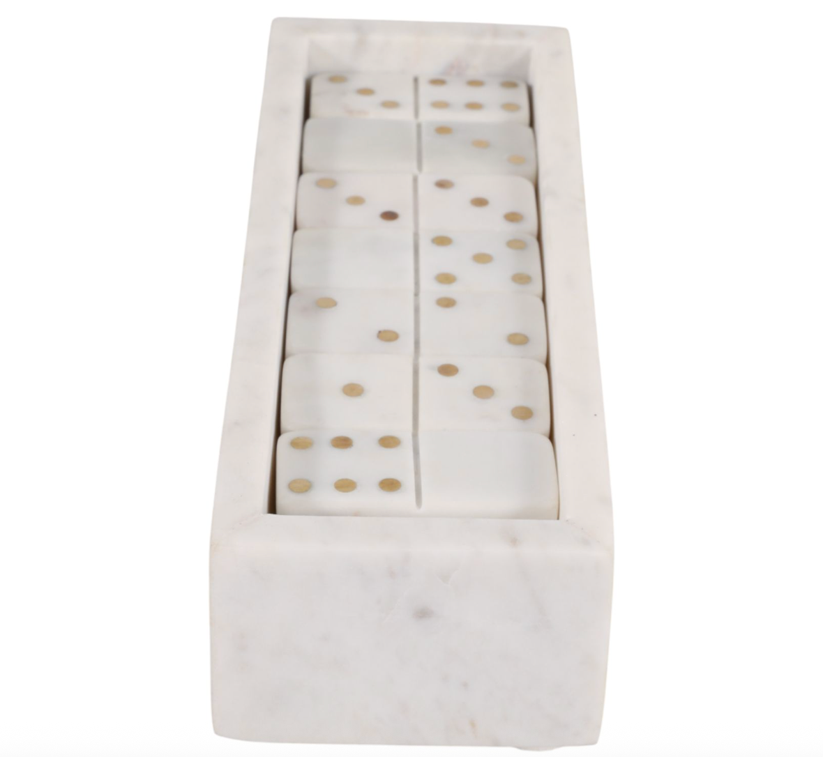 White Marble w/ Gold Dominoes Set