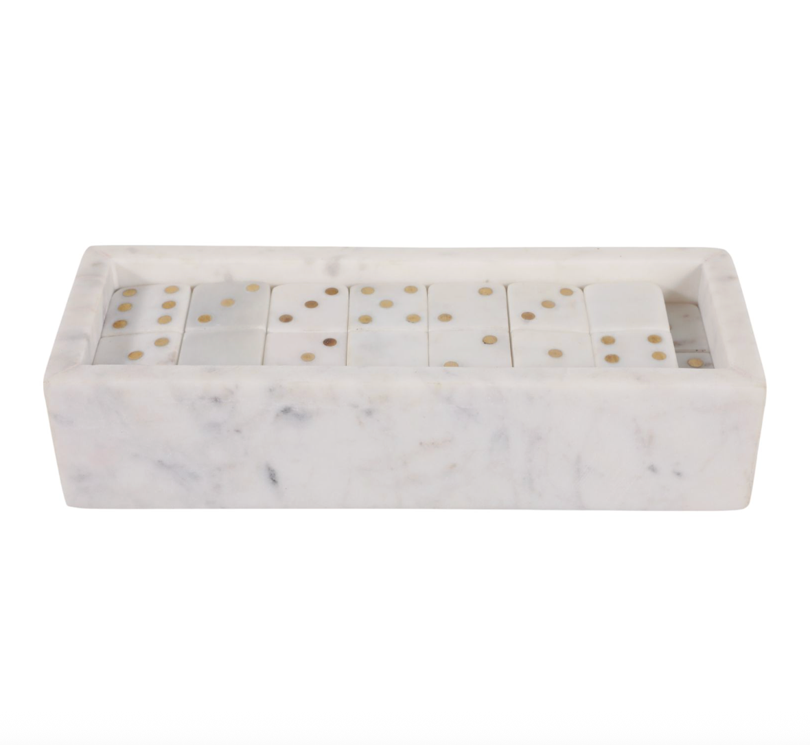 White Marble w/ Gold Dominoes Set