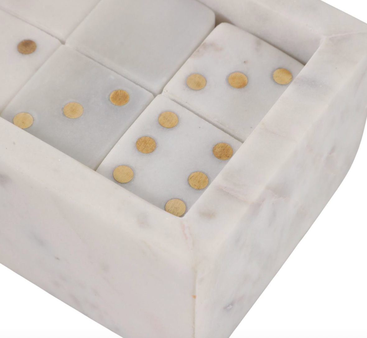 White Marble w/ Gold Dominoes Set
