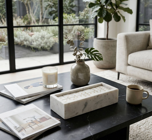 White Marble w/ Gold Dominoes Set