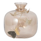 Amber Glass Vase w/ Gold Butterflies