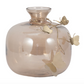 Amber Glass Vase w/ Gold Butterflies