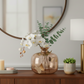 Amber Glass Vase w/ Gold Butterflies